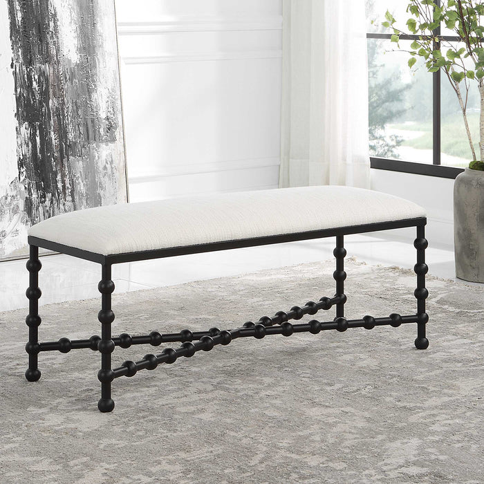 Iron Drops Bench Satin Black-Furniture-Uttermost-Lighting Design Store
