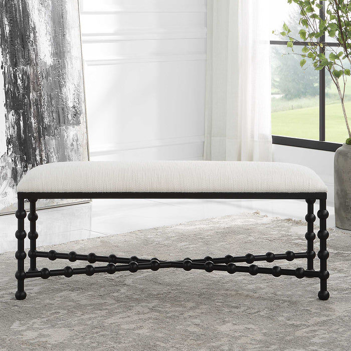 Iron Drops Bench Satin Black-Furniture-Uttermost-Lighting Design Store