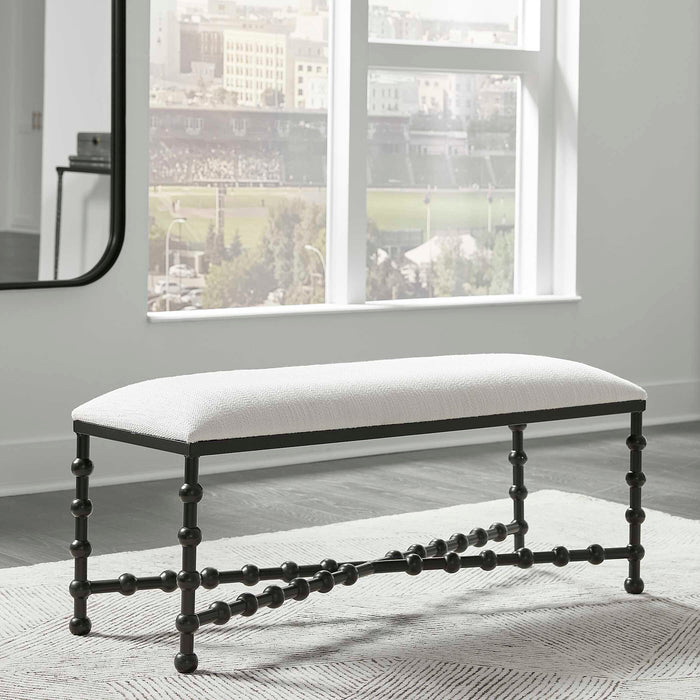 Iron Drops Bench Satin Black-Furniture-Uttermost-Lighting Design Store