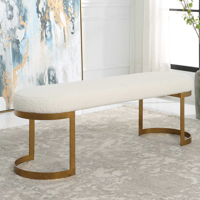 Infinity Bench Antique Gold Leaf-Furniture-Uttermost-Lighting Design Store
