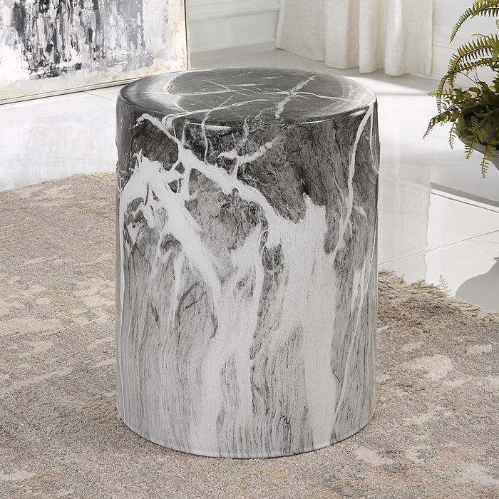 Marvel Stool Black And White-Furniture-Uttermost-Lighting Design Store