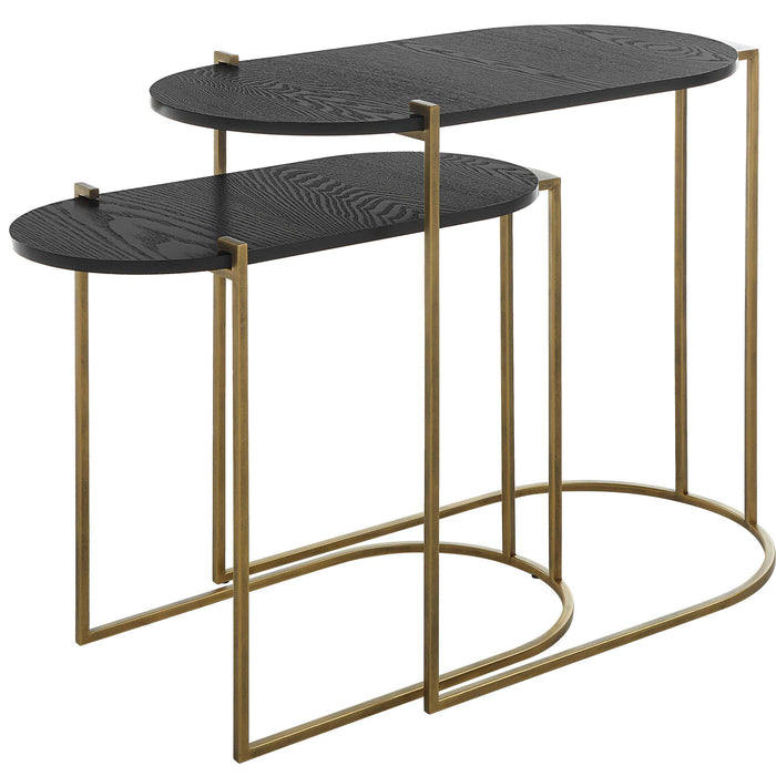 Aztec Nesting Tables, Set/2 Antique Brass-Furniture-Uttermost-Lighting Design Store