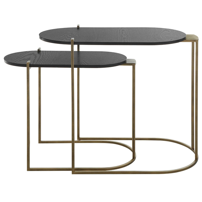 Aztec Nesting Tables, Set/2 Antique Brass-Furniture-Uttermost-Lighting Design Store