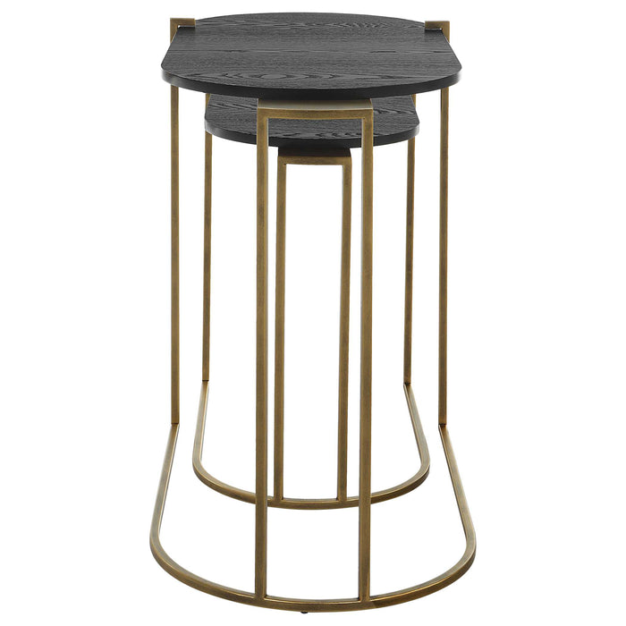 Aztec Nesting Tables, Set/2 Antique Brass-Furniture-Uttermost-Lighting Design Store