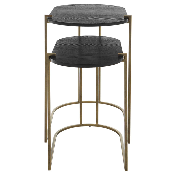 Aztec Nesting Tables, Set/2 Antique Brass-Furniture-Uttermost-Lighting Design Store