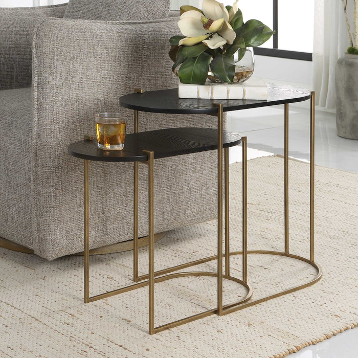 Aztec Nesting Tables, Set/2 Antique Brass-Furniture-Uttermost-Lighting Design Store