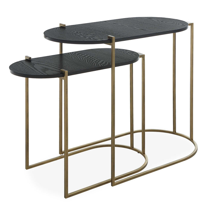 Aztec Nesting Tables, Set/2 Antique Brass-Furniture-Uttermost-Lighting Design Store