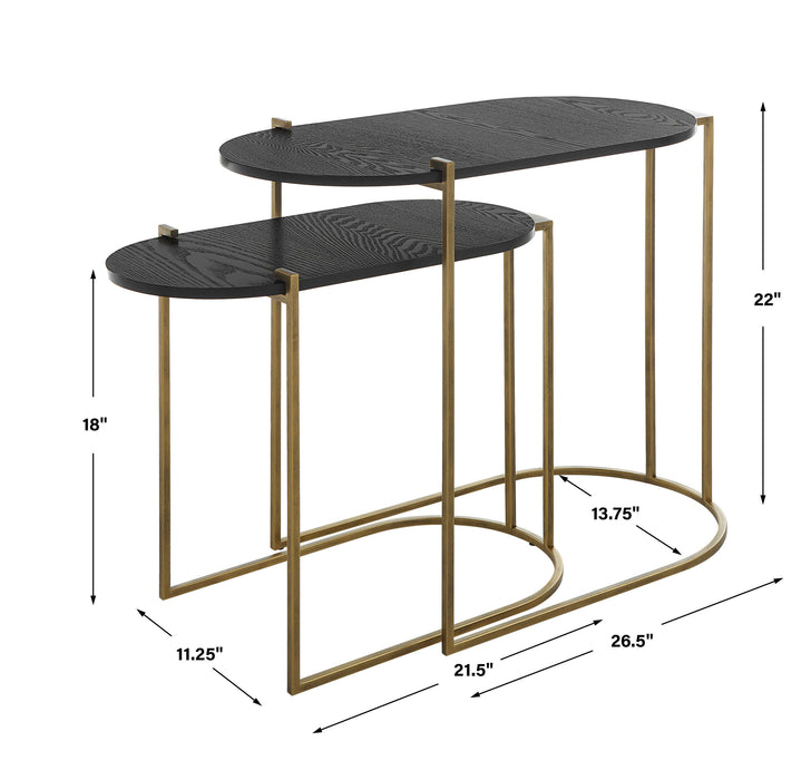 Aztec Nesting Tables, Set/2 Antique Brass-Furniture-Uttermost-Lighting Design Store