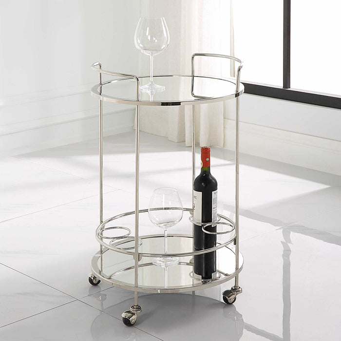 Spritz Bar Cart Polished Chrome-Furniture-Uttermost-Lighting Design Store