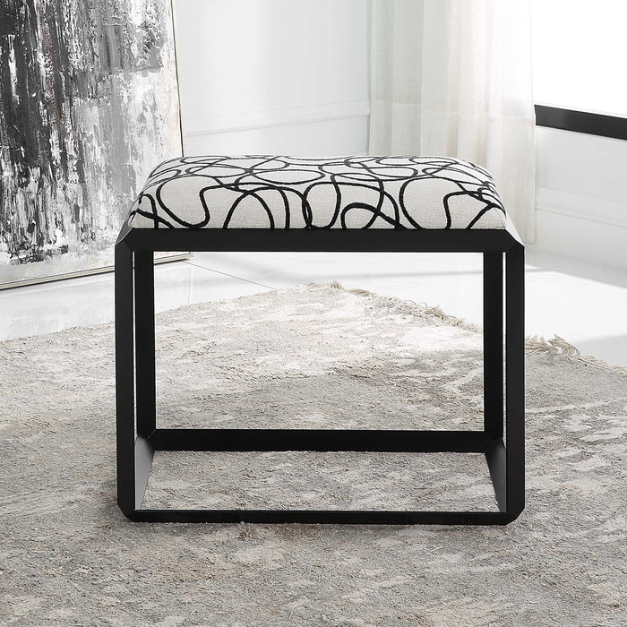 Curls Bench Satin Black-Furniture-Uttermost-Lighting Design Store