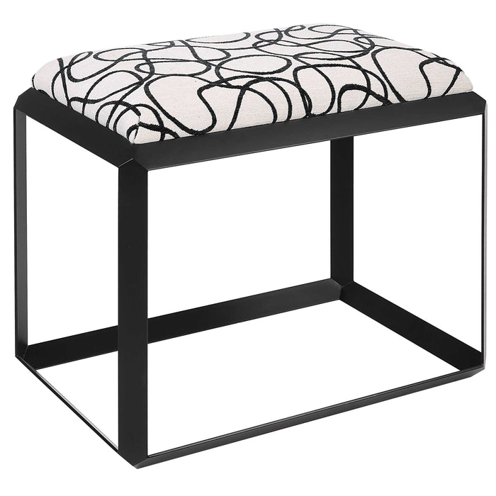 Curls Bench Satin Black-Furniture-Uttermost-Lighting Design Store
