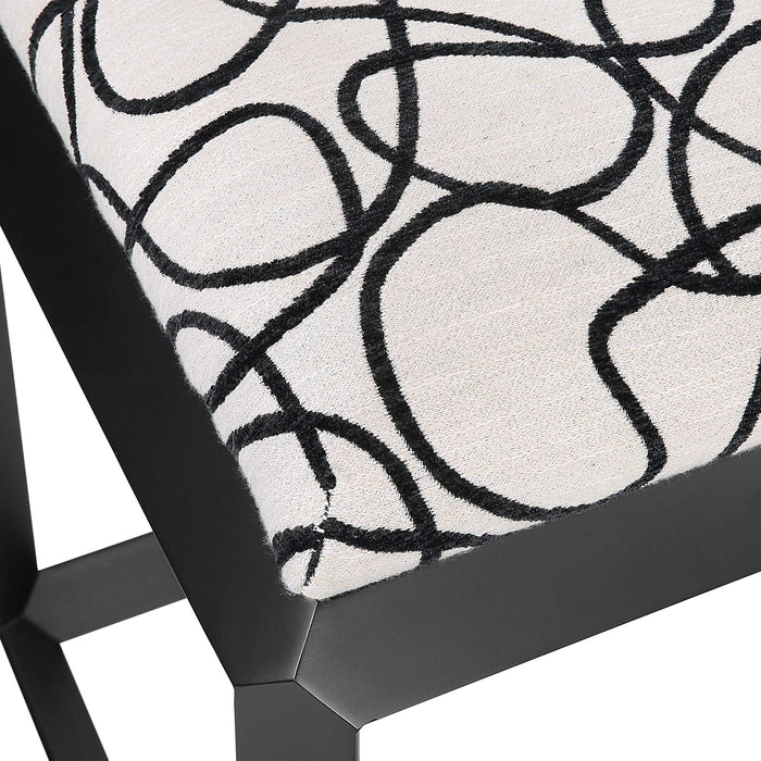 Curls Bench Satin Black-Furniture-Uttermost-Lighting Design Store