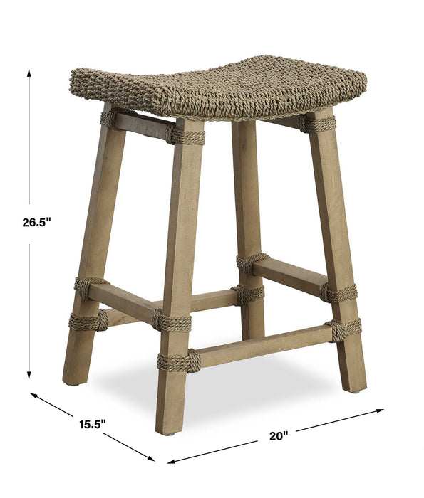 Everglade Counter Stool Mango Wood-Furniture-Uttermost-Lighting Design Store