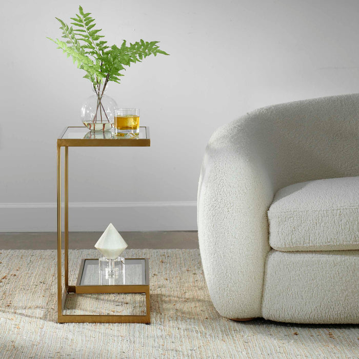 Musing Accent Table Brushed Brass-Furniture-Uttermost-Lighting Design Store