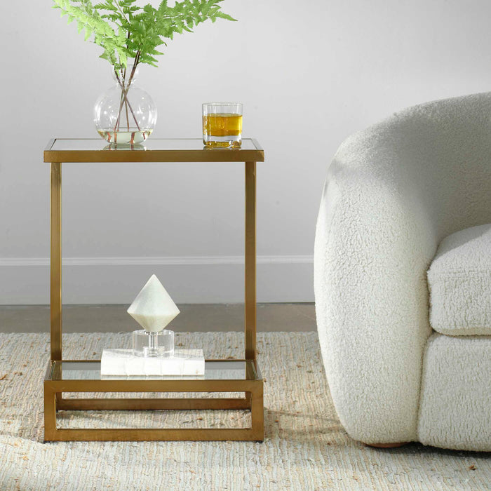 Musing Accent Table Brushed Brass-Furniture-Uttermost-Lighting Design Store
