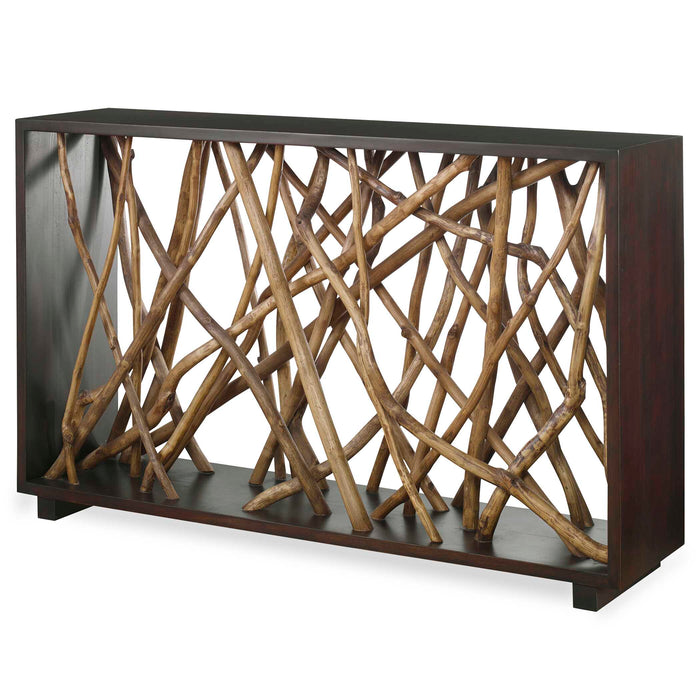 Teak Maze Console Table Solid Mahogany Wood-Furniture-Uttermost-Lighting Design Store