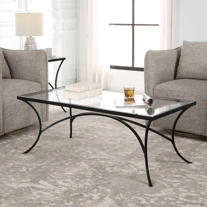 Alayna Coffee Table Satin Black-Furniture-Uttermost-Lighting Design Store