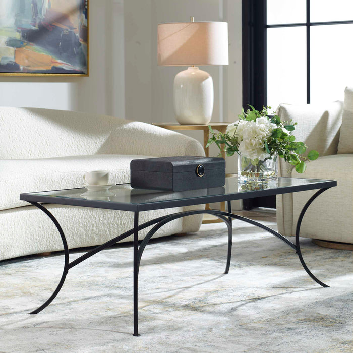 Alayna Coffee Table Satin Black-Furniture-Uttermost-Lighting Design Store