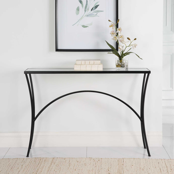 Alayna Console Table Satin Black-Furniture-Uttermost-Lighting Design Store
