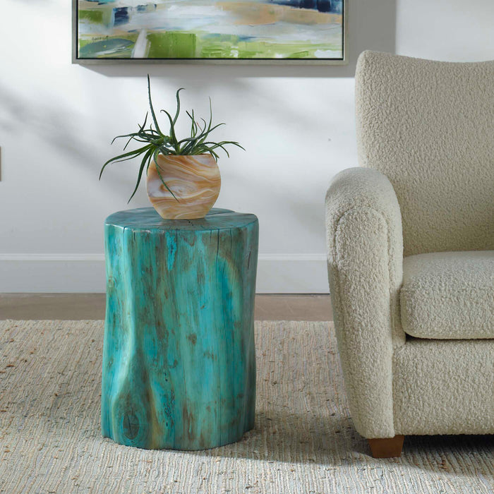 Habitat Accent Stool Rich Blue-green Stain Highlighting-Furniture-Uttermost-Lighting Design Store
