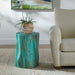 Habitat Accent Stool Rich Blue-green Stain Highlighting-Furniture-Uttermost-Lighting Design Store