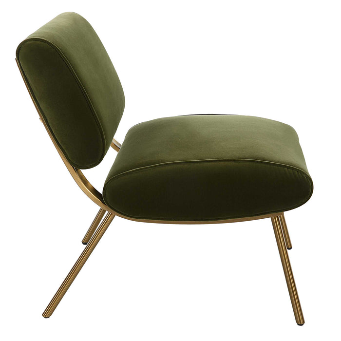 Knoll Accent Chair Brushed Brass-Furniture-Uttermost-Lighting Design Store