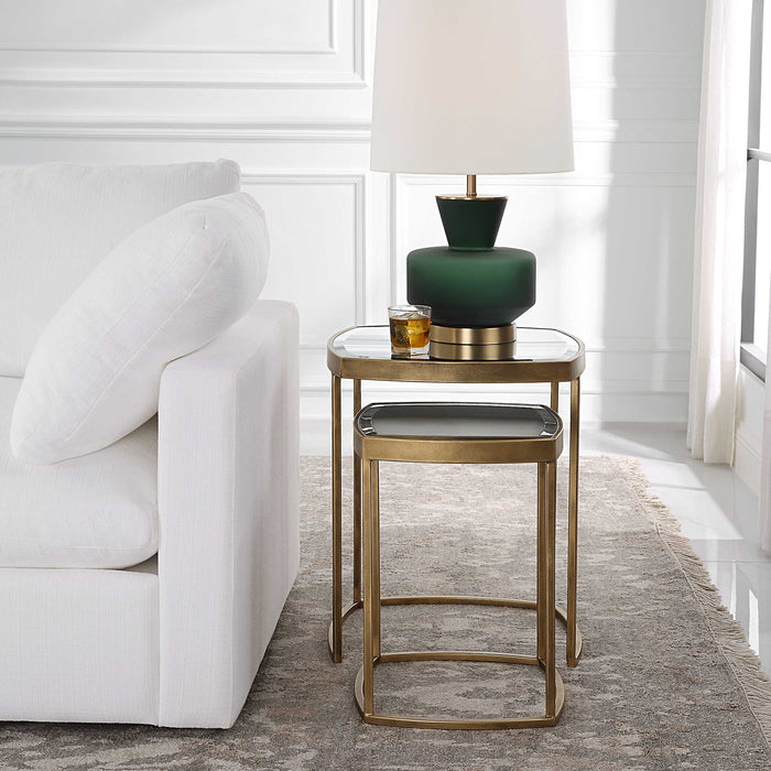 Vista Nesting Tables, Set Of 2 Antique Gold-Furniture-Uttermost-Lighting Design Store