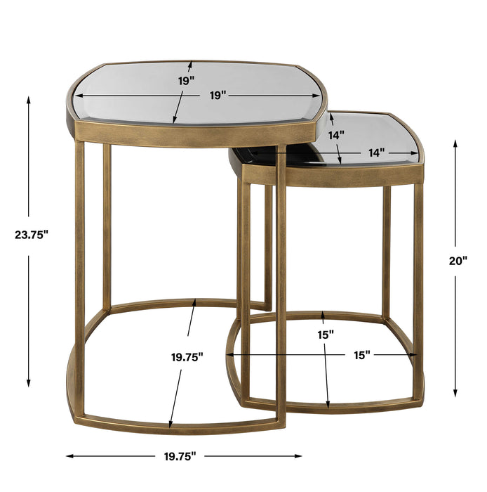 Vista Nesting Tables, Set Of 2 Antique Gold-Furniture-Uttermost-Lighting Design Store
