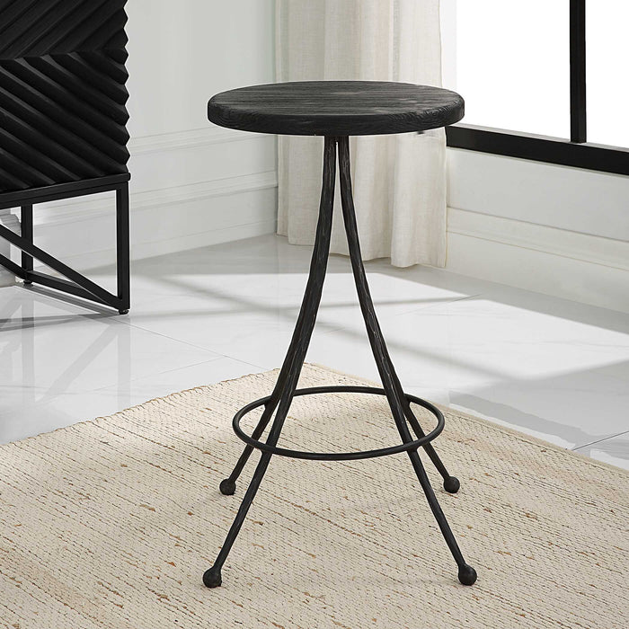 Sona Counter Stool Matte Black-Furniture-Uttermost-Lighting Design Store