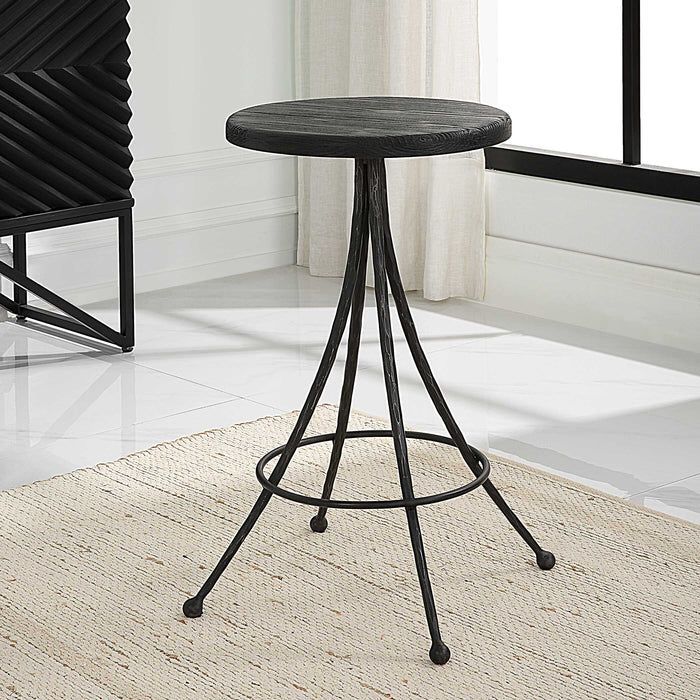Sona Counter Stool Matte Black-Furniture-Uttermost-Lighting Design Store