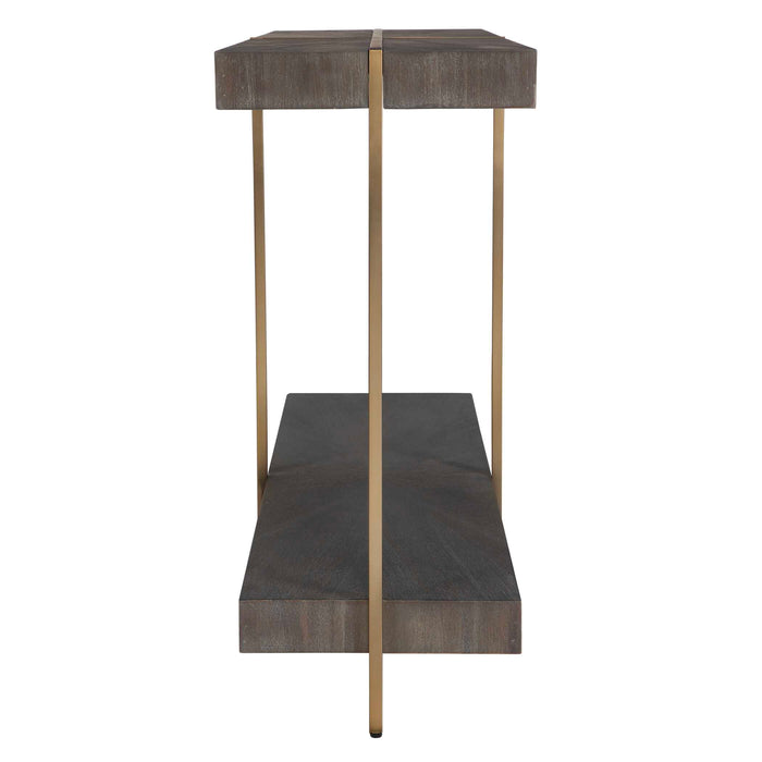 Taja Console Table Brushed Brass-Furniture-Uttermost-Lighting Design Store