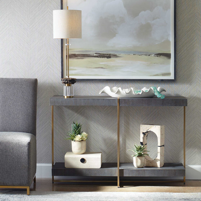 Taja Console Table Brushed Brass-Furniture-Uttermost-Lighting Design Store