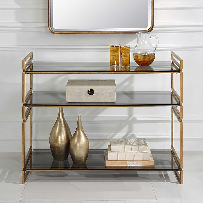 Stacked Up Console Table Antiqued Gold-Furniture-Uttermost-Lighting Design Store