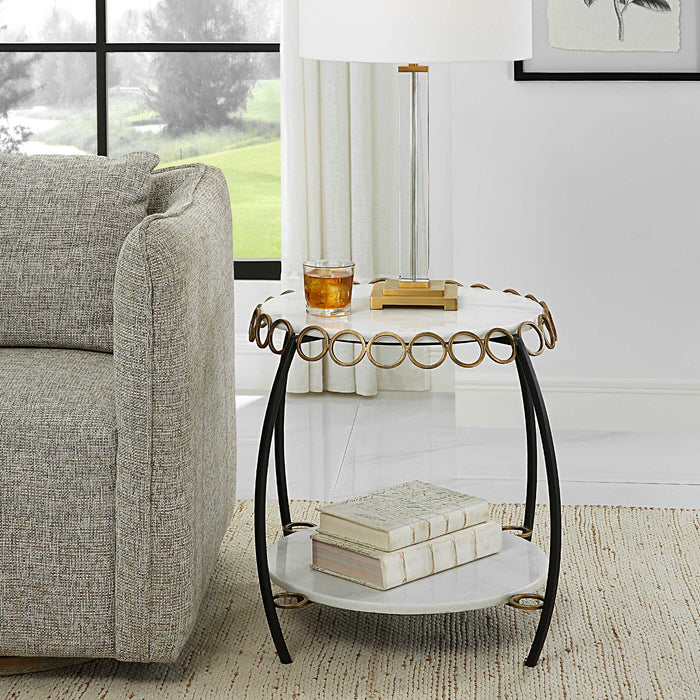 Chainlink Side Table Antiqued Gold-Furniture-Uttermost-Lighting Design Store