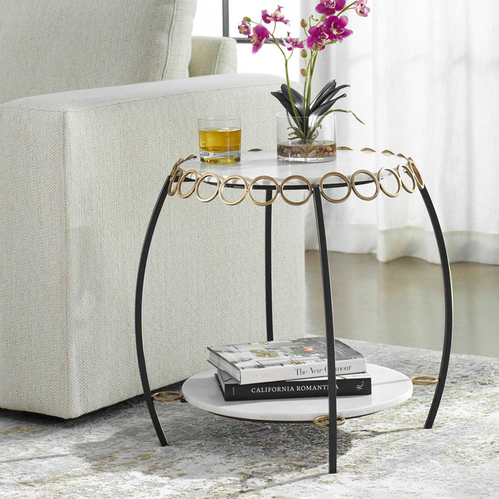 Chainlink Side Table Antiqued Gold-Furniture-Uttermost-Lighting Design Store
