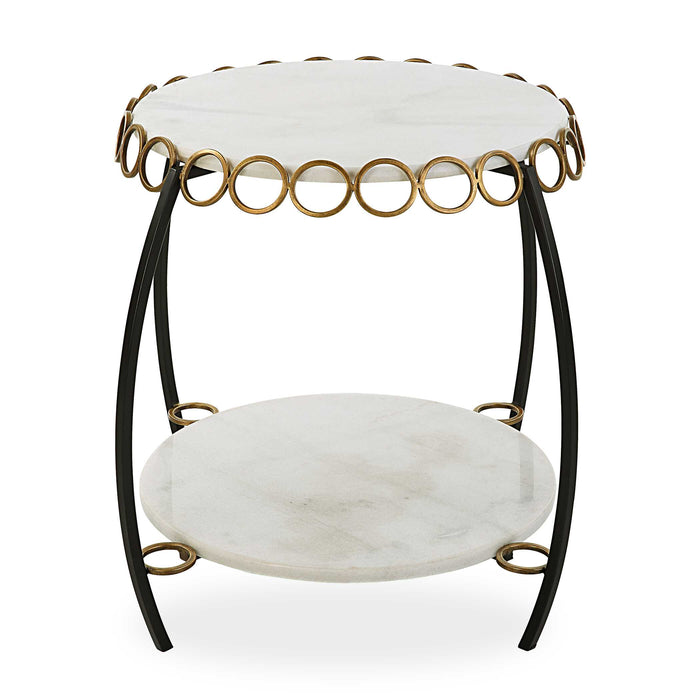Chainlink Side Table Antiqued Gold-Furniture-Uttermost-Lighting Design Store