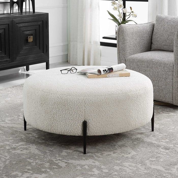 Arles Ottoman Satin Black-Furniture-Uttermost-Lighting Design Store