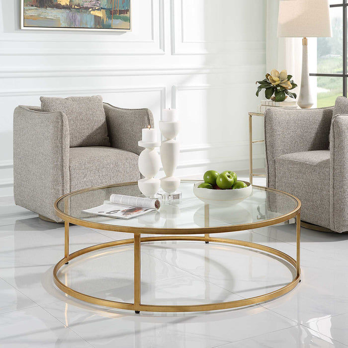 Radius Coffee Table Antiqued Gold-Furniture-Uttermost-Lighting Design Store