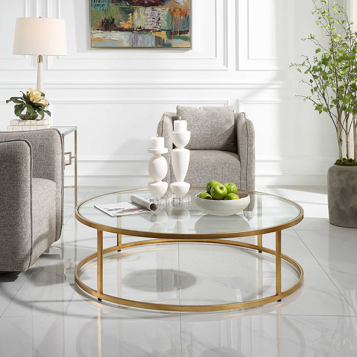 Radius Coffee Table Antiqued Gold-Furniture-Uttermost-Lighting Design Store