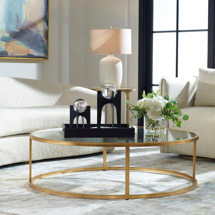 Radius Coffee Table Antiqued Gold-Furniture-Uttermost-Lighting Design Store