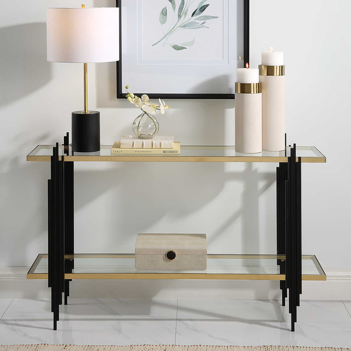 Empire Console Table Gold Leaf-Furniture-Uttermost-Lighting Design Store