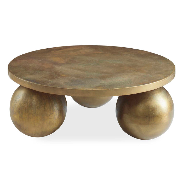 Triplet Coffee Table Antique Brass-Furniture-Uttermost-Lighting Design Store