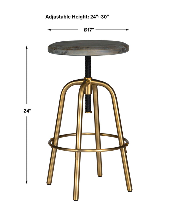 Revolve Counter Stool Brushed Brass-Furniture-Uttermost-Lighting Design Store