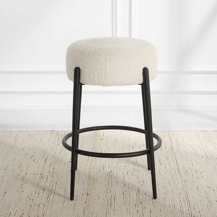 Arles Counter Stool Satin Black-Furniture-Uttermost-Lighting Design Store
