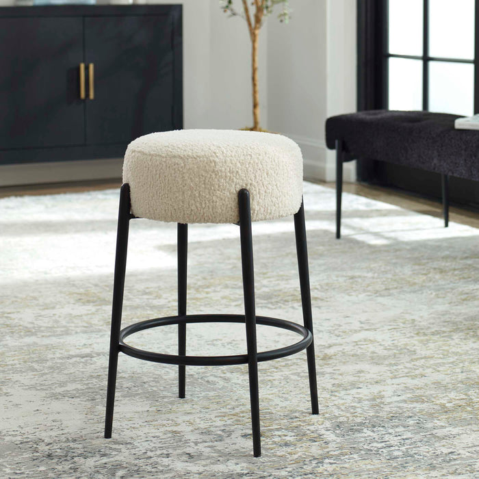 Arles Counter Stool Satin Black-Furniture-Uttermost-Lighting Design Store