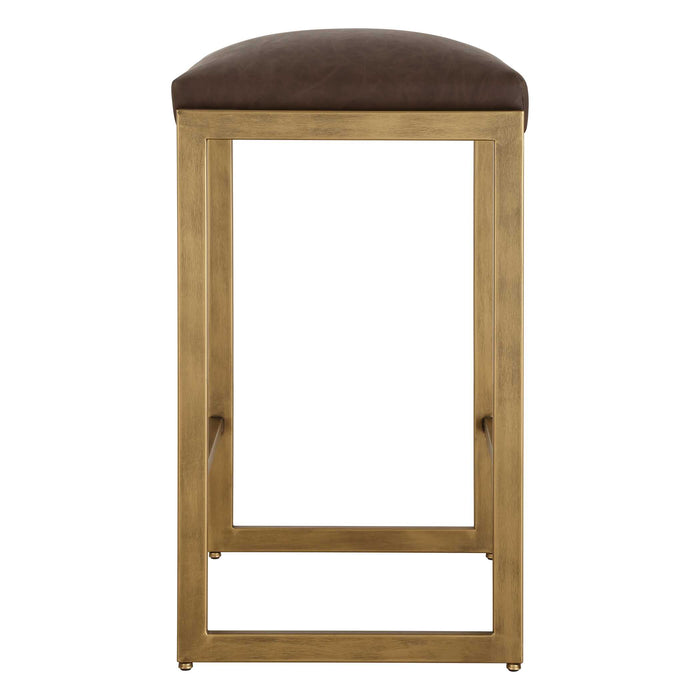 Atticus Counter Stool Antique Brushed Brass-Furniture-Uttermost-Lighting Design Store