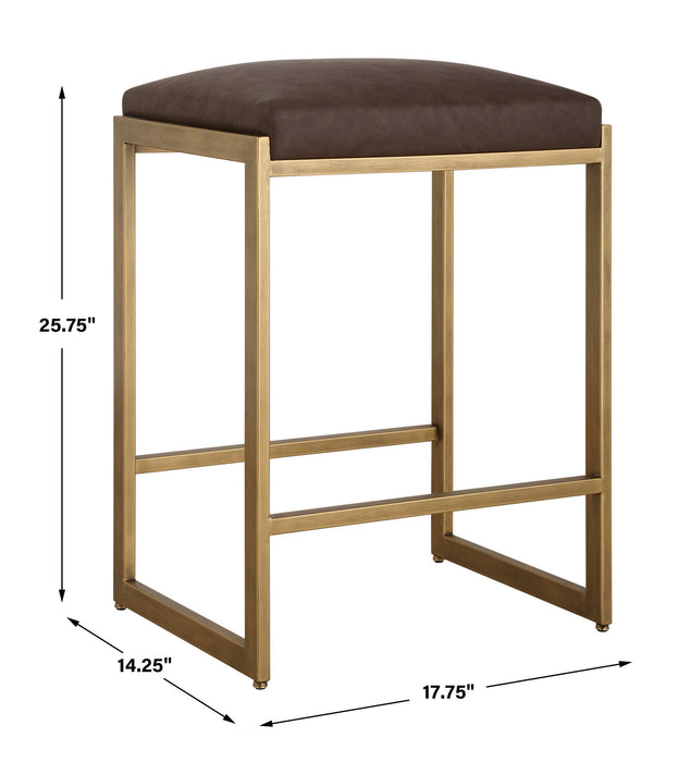 Atticus Counter Stool Antique Brushed Brass-Furniture-Uttermost-Lighting Design Store