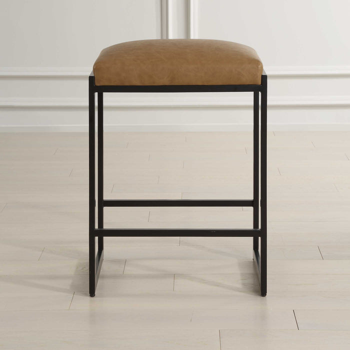 Atticus Counter Stool Satin Black-Furniture-Uttermost-Lighting Design Store