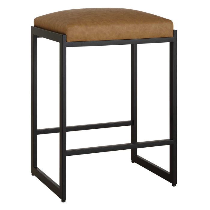 Atticus Counter Stool Satin Black-Furniture-Uttermost-Lighting Design Store