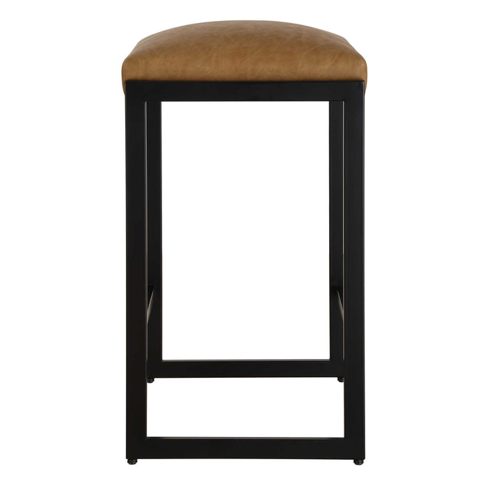 Atticus Counter Stool Satin Black-Furniture-Uttermost-Lighting Design Store